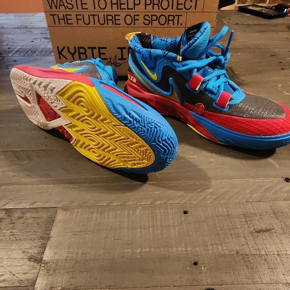 Nike Kids Blue Red Yellow Basketball Sneakers
